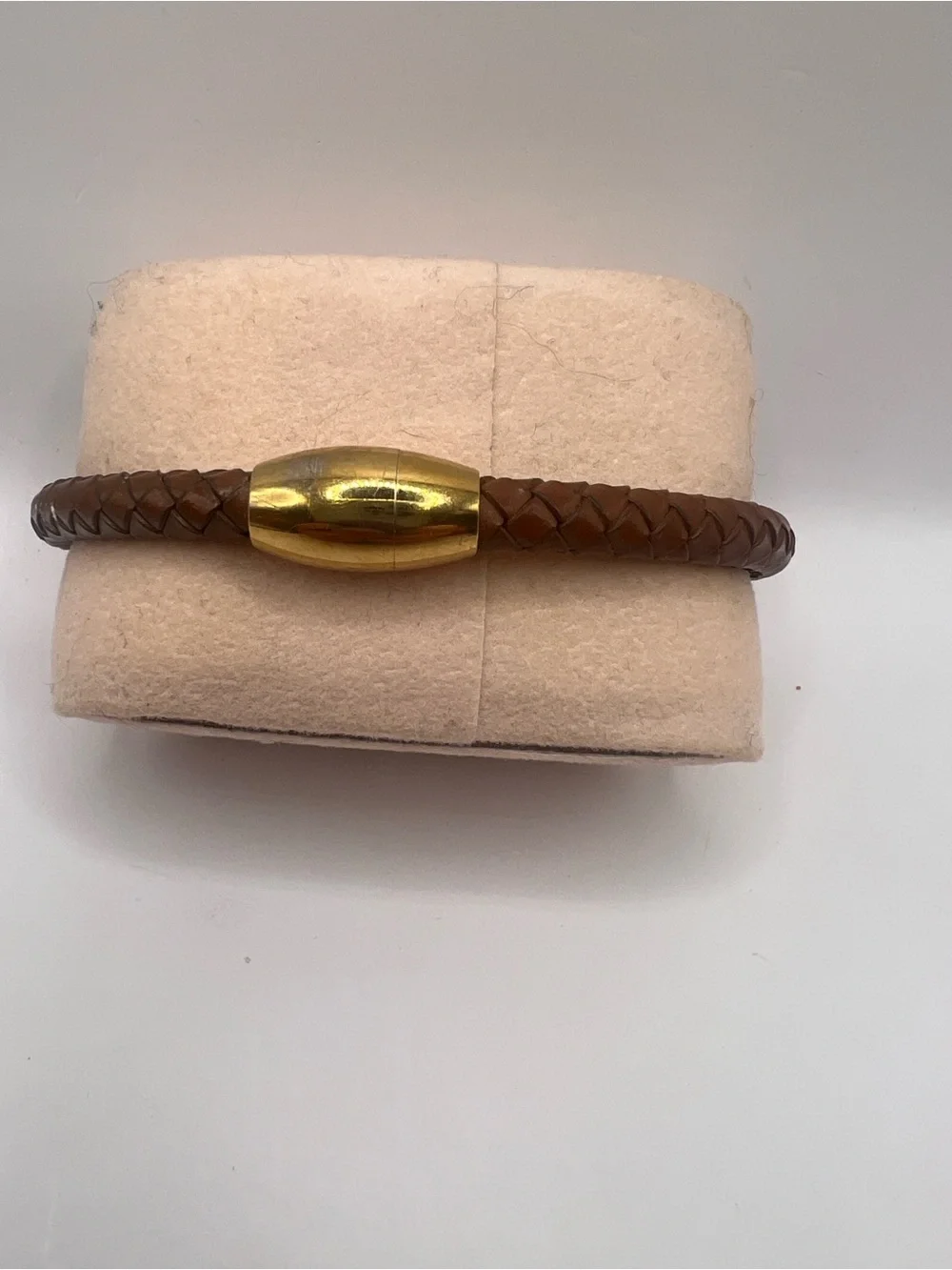 Brown Braided Leather Bracelet with Tiger Eye Beads and Gold Accents